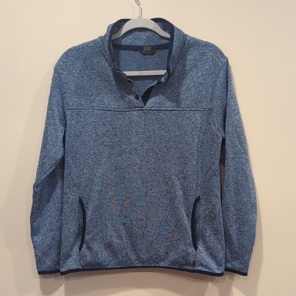 Eddie Bauer Men's Blue Heather Zip-Up Sweater